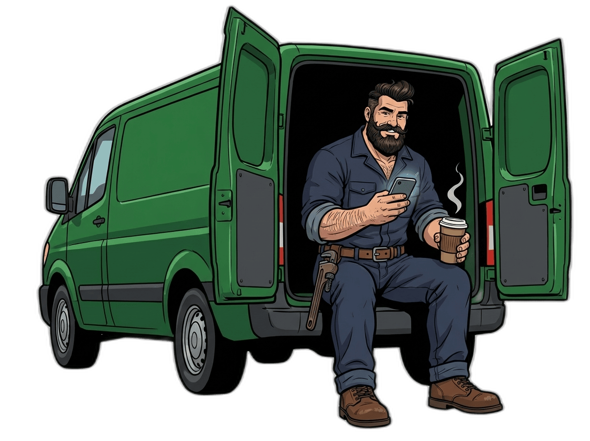 Jos Montferrand texte son agent depuis son camion